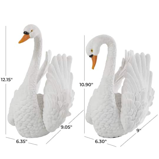 Textured White Swan Tabletop Décor Set